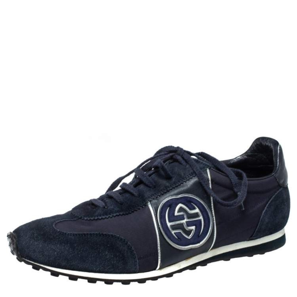 Men’s Blue/Silver Suede & Nylon GG Low Top Gucci Sneakers